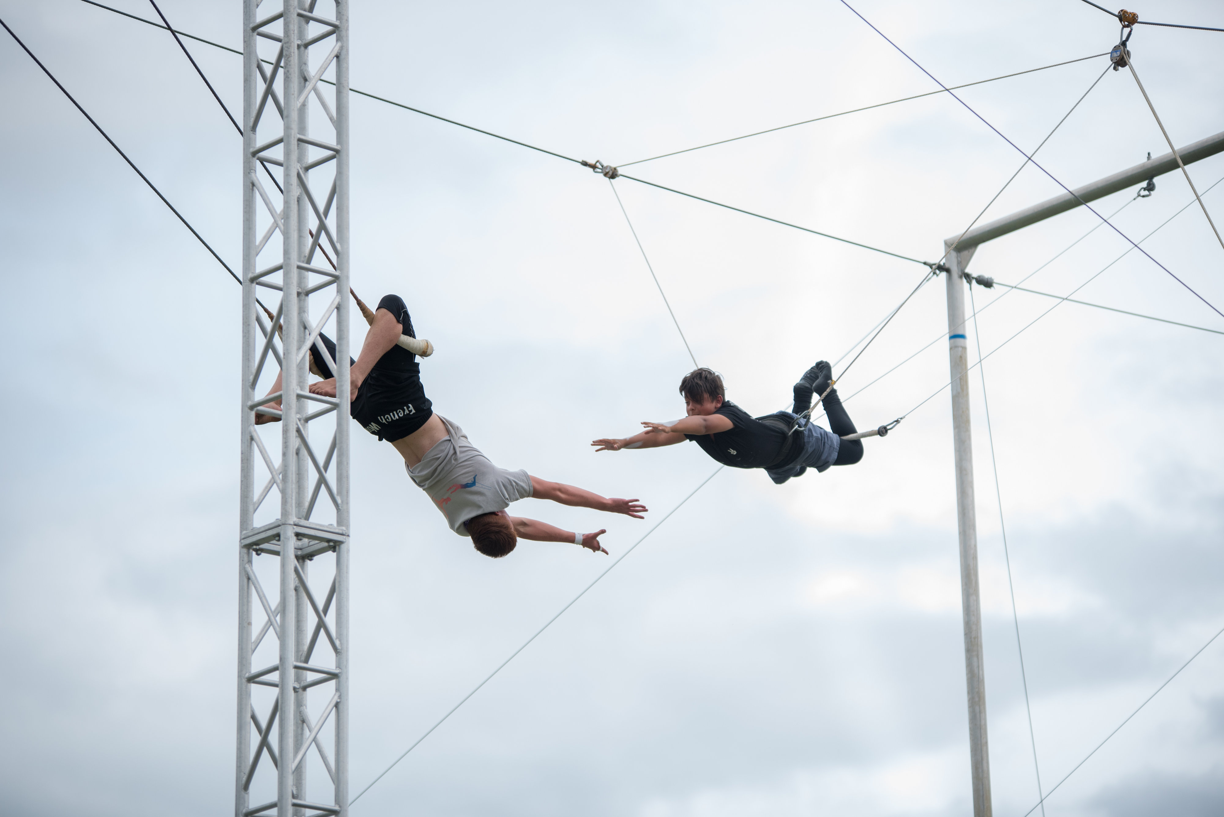 Flying trapeze catch during school holiday program